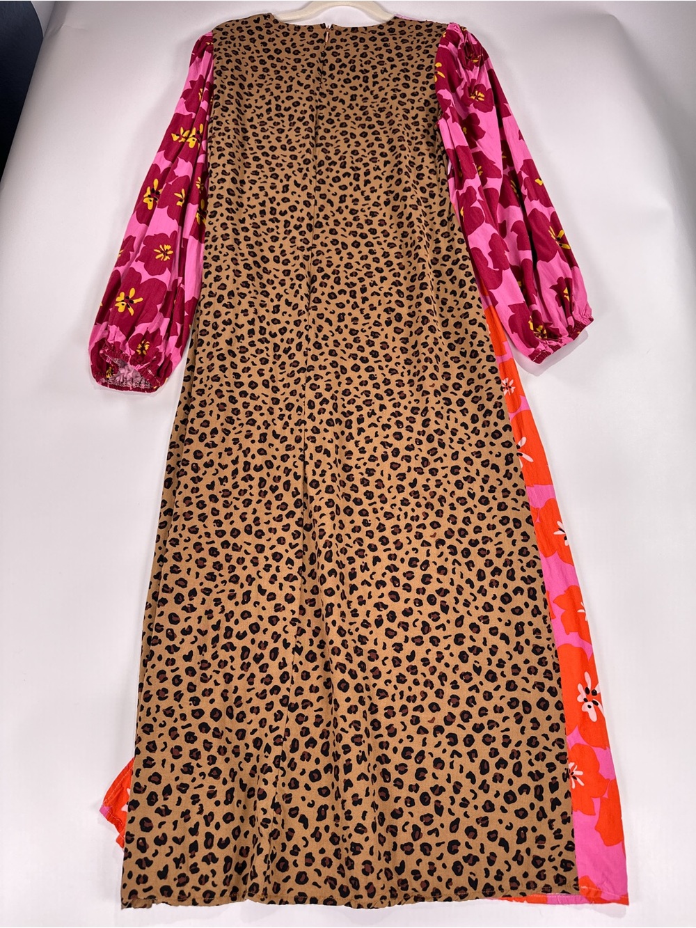 Never Fully Dressed Mixed Print Floral Leopard Balloon Sleeve Maxi Pink Size 10 - Picture 4 of 15